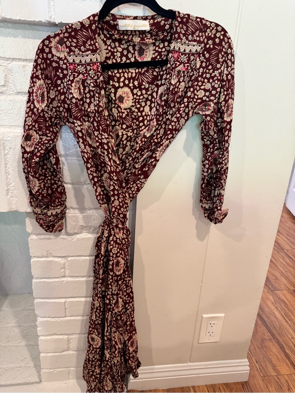 Natalie Martin Burgundy Floral Print wrap dress